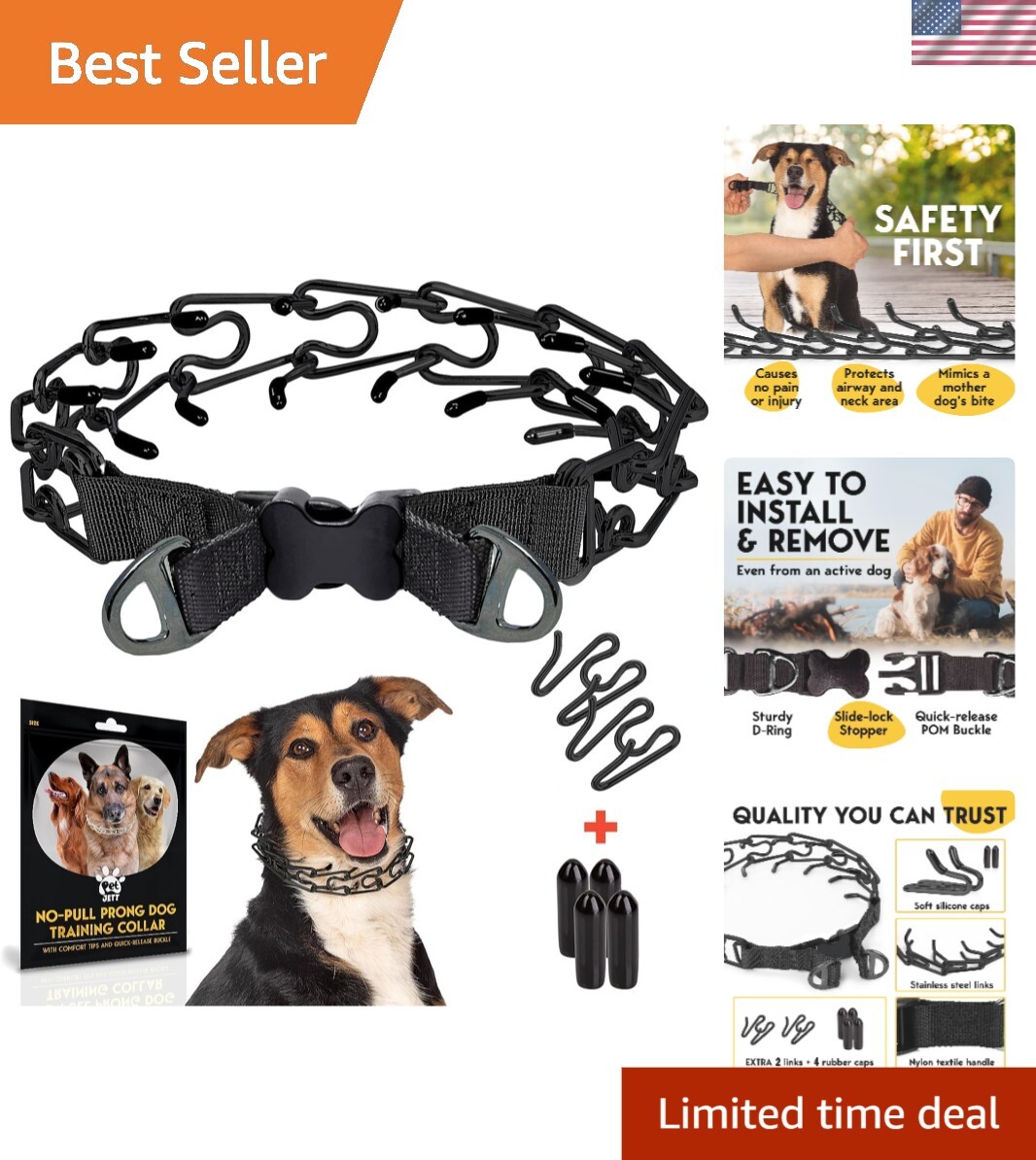 Adjustable Stainless Steel Prong Collar for Effective Dog Training - X-Large