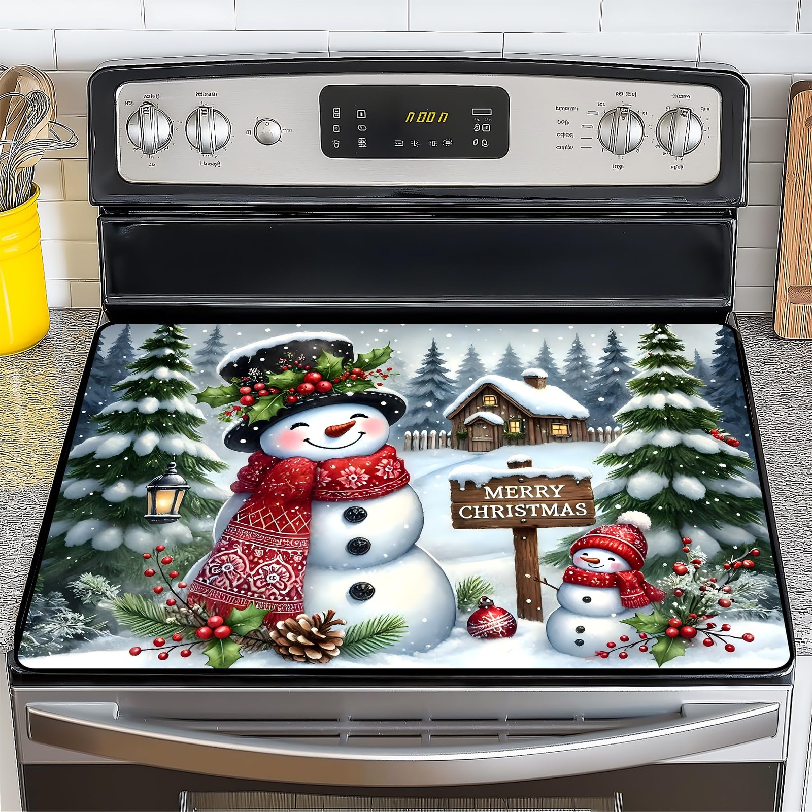 NYZE Christmas Stove Top Cover for Electric 28.5"Lx20.5"W, Snowman