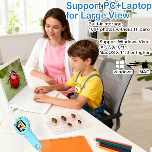 Portable Microscope for Kids & Toddlers, Mini Pocket Handheld Microscope with...