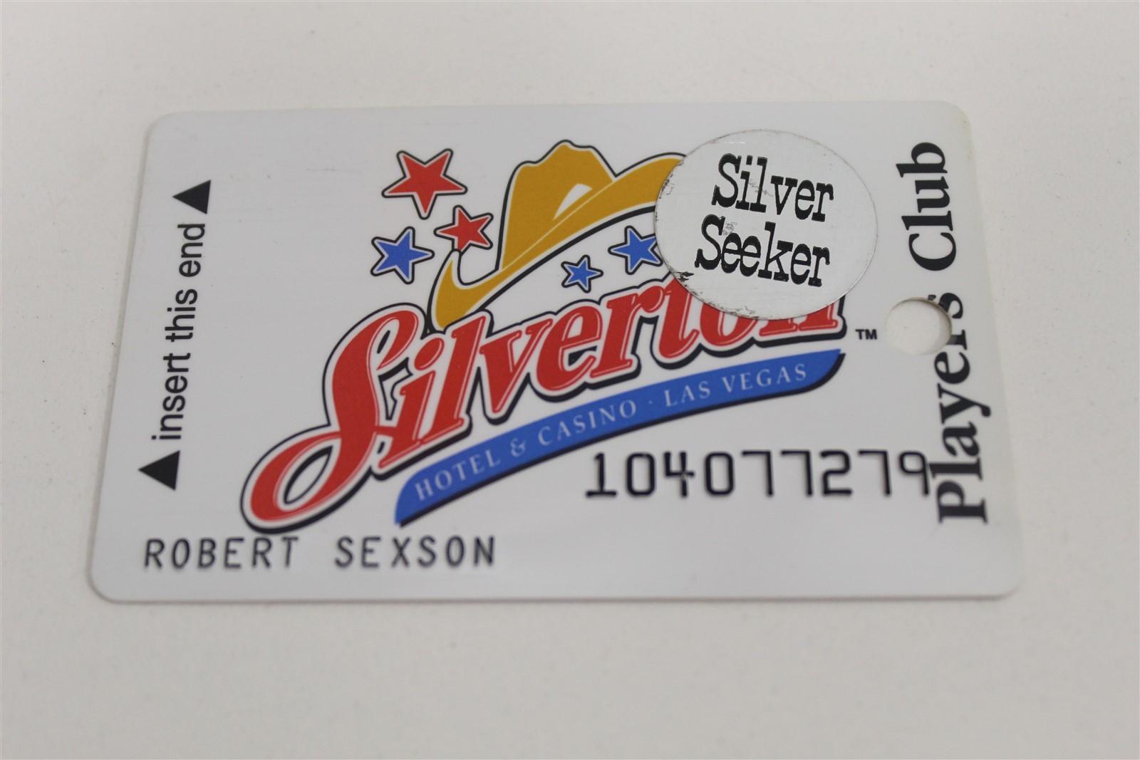 SILVERTON HOTEL CASINO PLAYERS CLUB COWBOY HAT LOYALTY / SLOT CARD SUPER SEEKER
