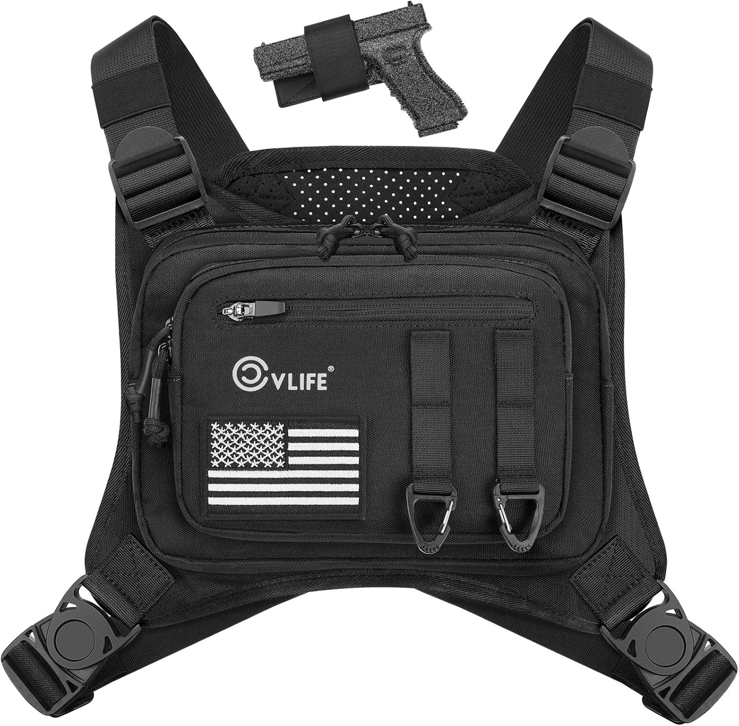 Chest Bag Chest Vest with Holster Adjustable Chest Pack for Men and Women EDC Ru