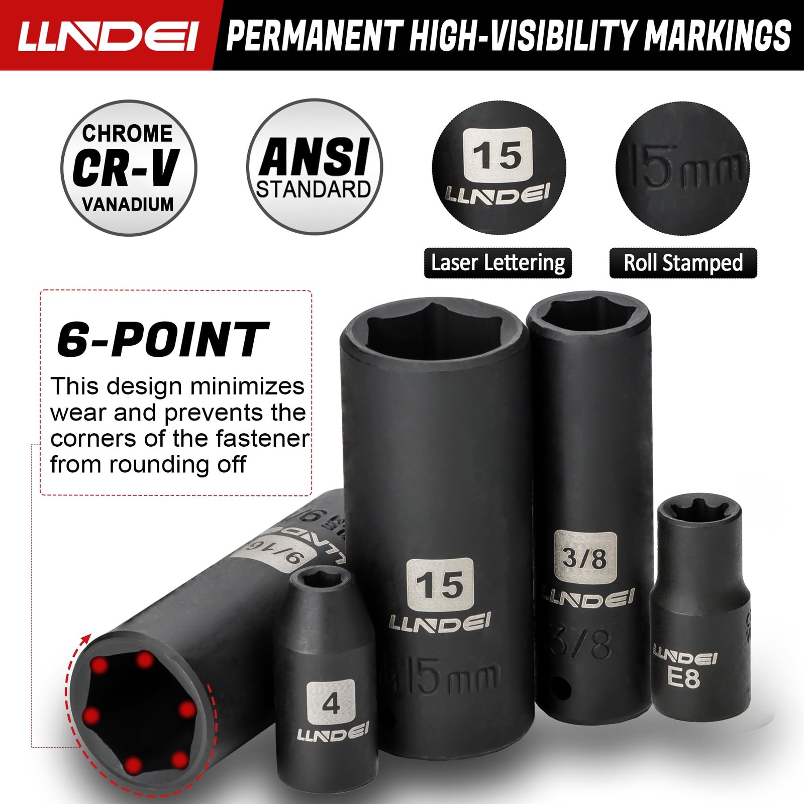 LLNDEI 1/4 inch Drive 83-Piece 1/4" Impact Socket Set, Black