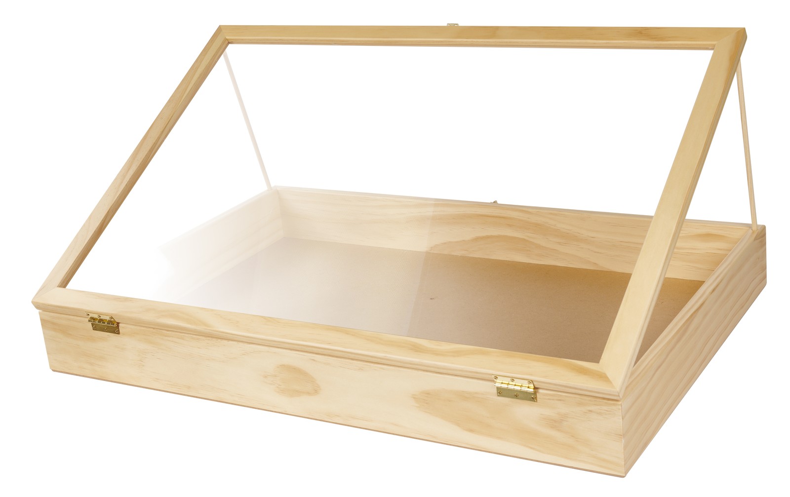 36 inch Portable Natural Pine Wood Countertop Display Case - 24"W x 36"L x 4"D