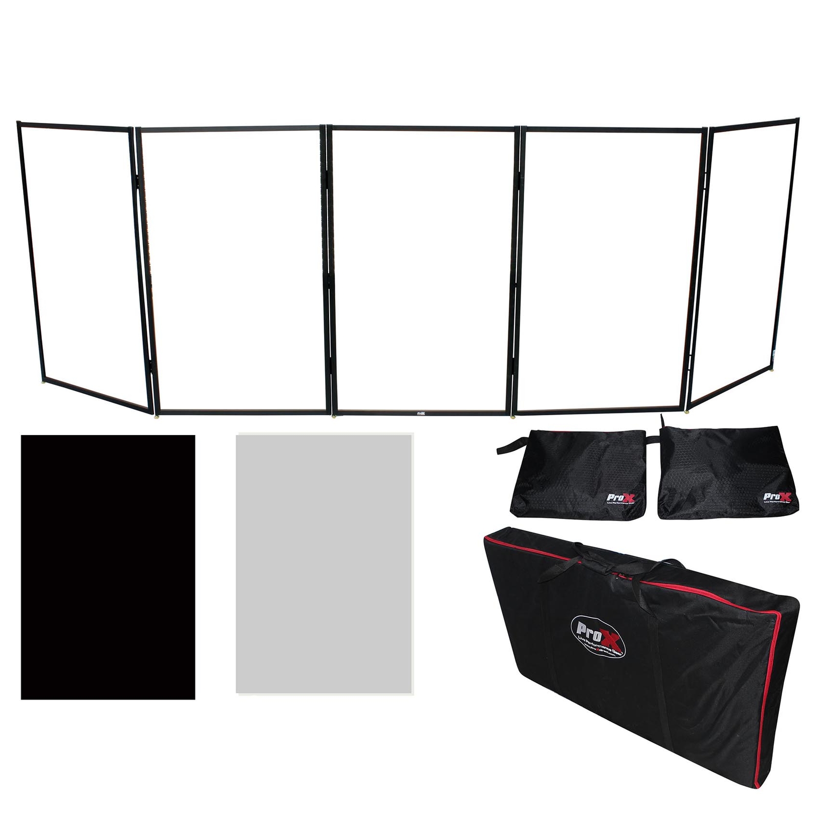 ProX XF-5X3048B 5 Panel Black Frame DJ Facade W/Quick Release 180 Deg. Hinges