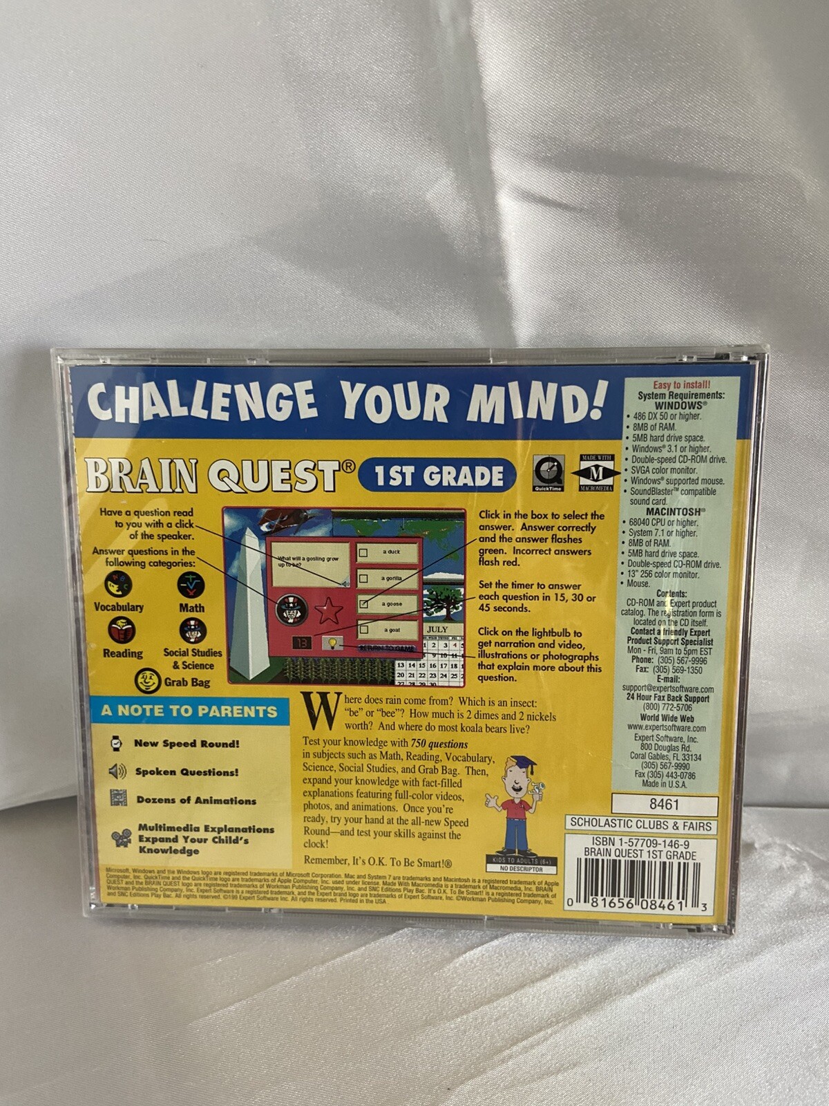 Brain Quest 1st Grade MULTIMEDIA 4.0 Mac CD-ROM 1997