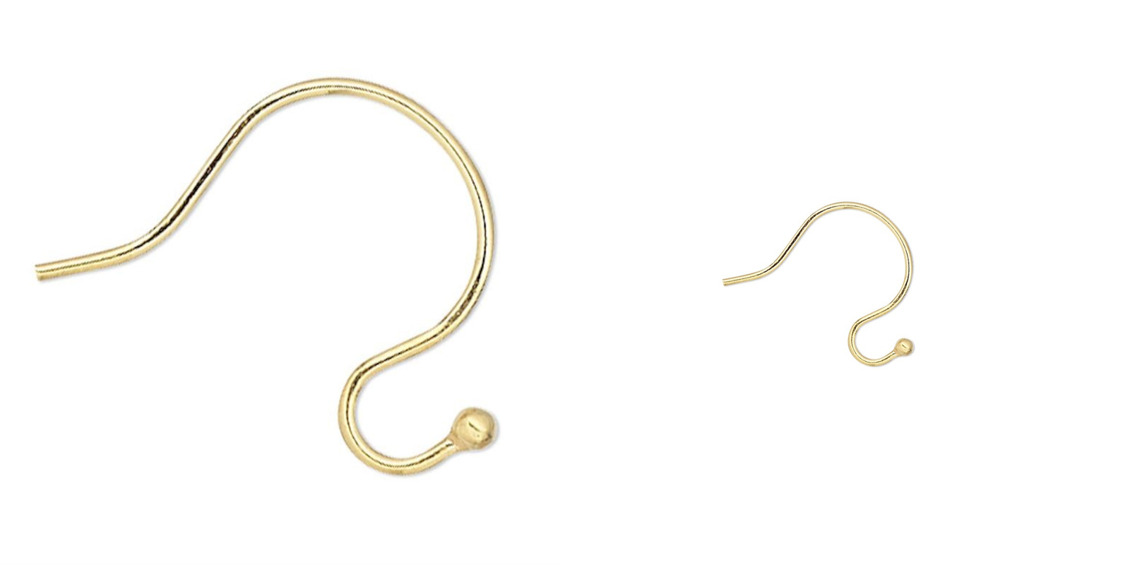Ear Wire, 10 Gold Plated Brass 10mm Fishhook Open Loop Earrings with 1mm Ball