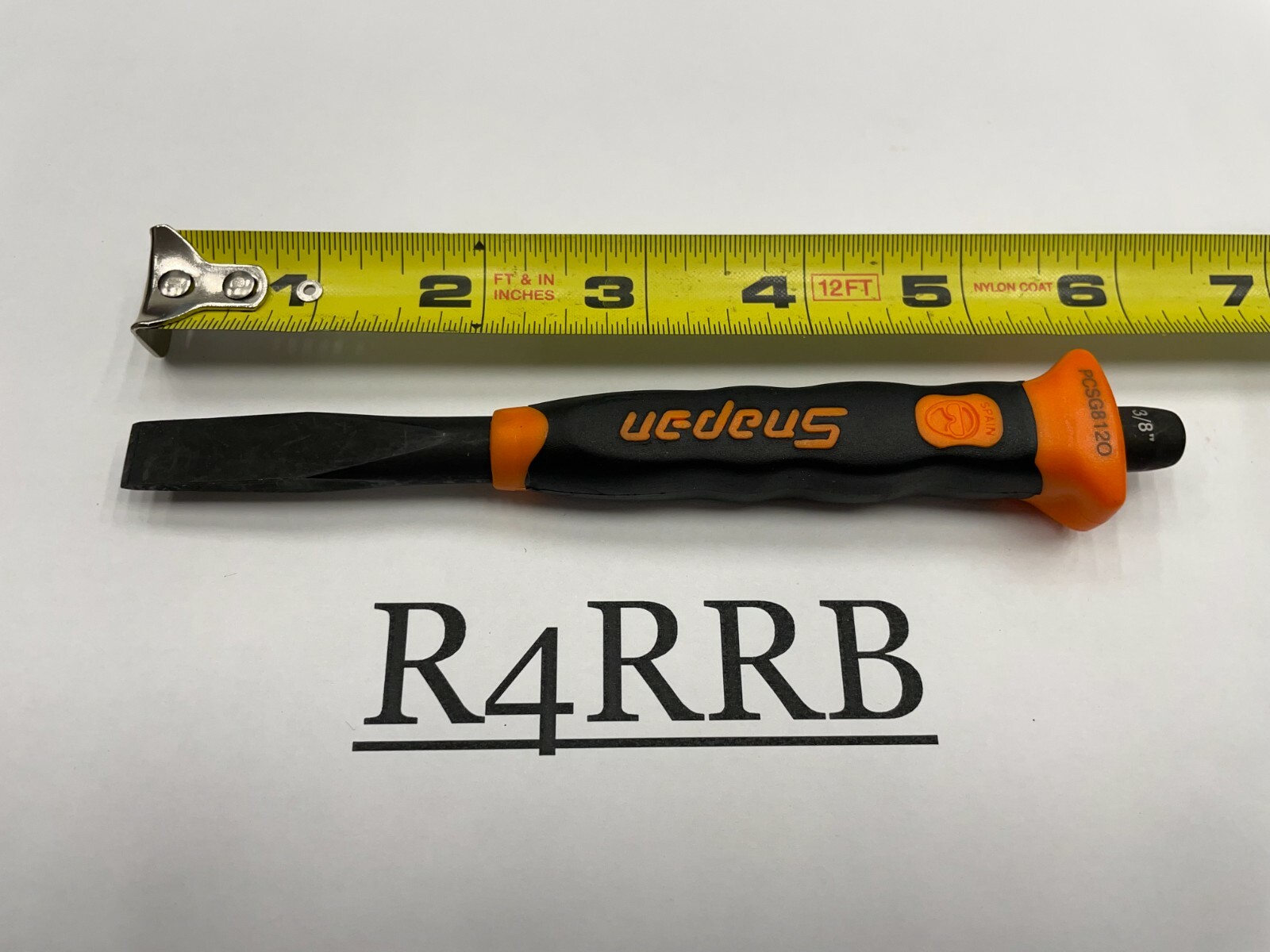 Snap-on Tools SPAIN NEW ORANGE Soft Grip 3/8" Flat Edge Chisel PCSG812O