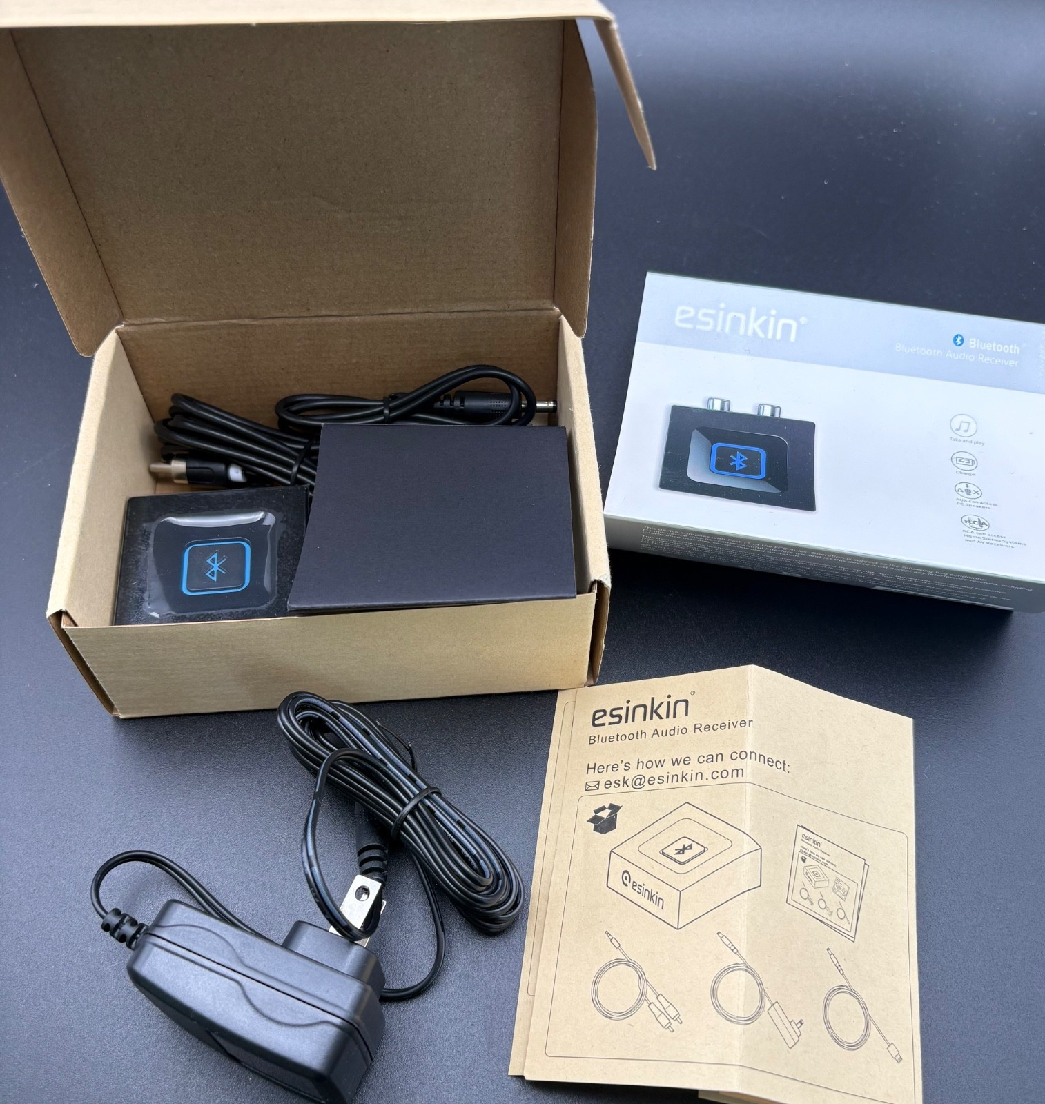Bluetooth Audio Adapter for Music Streaming Sound System, Esinkin Wireless Audio