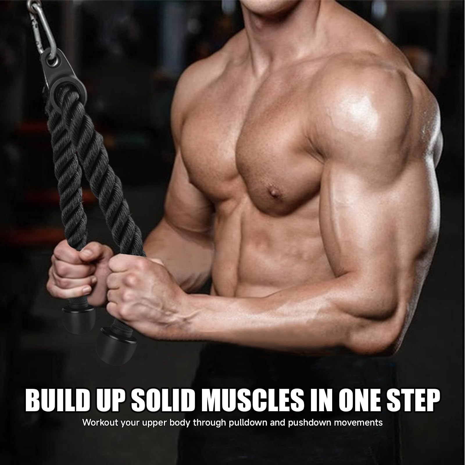 Tricep Rope Cable Attachment for Gym Rope Pull-Down Attachment with Rubber