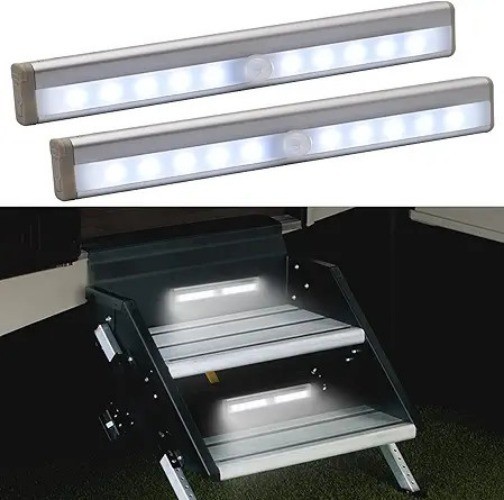 Activated Step Lights, 10 LED Battery Operated Motion Sensor Light Strip, Magnet