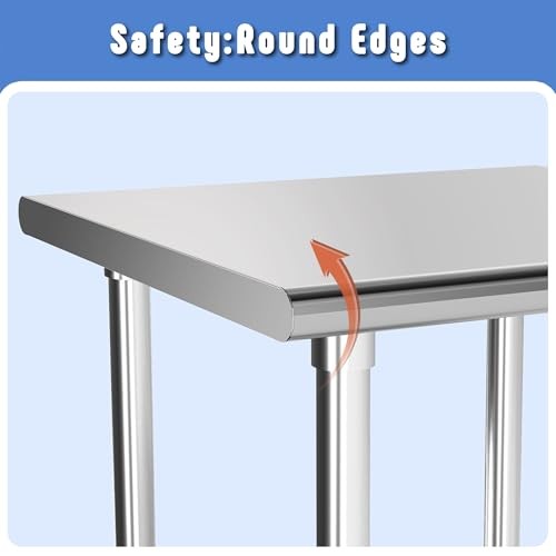 Stainless Steel Table with Adjustable Undershelf Tabletop, Heavy Duty 24" x 60"