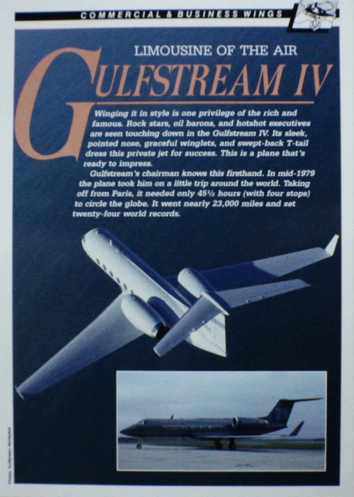 Gulfstream Grumman Picture Aircraft Pamphlet Info Sheet Wall Art Out of Print