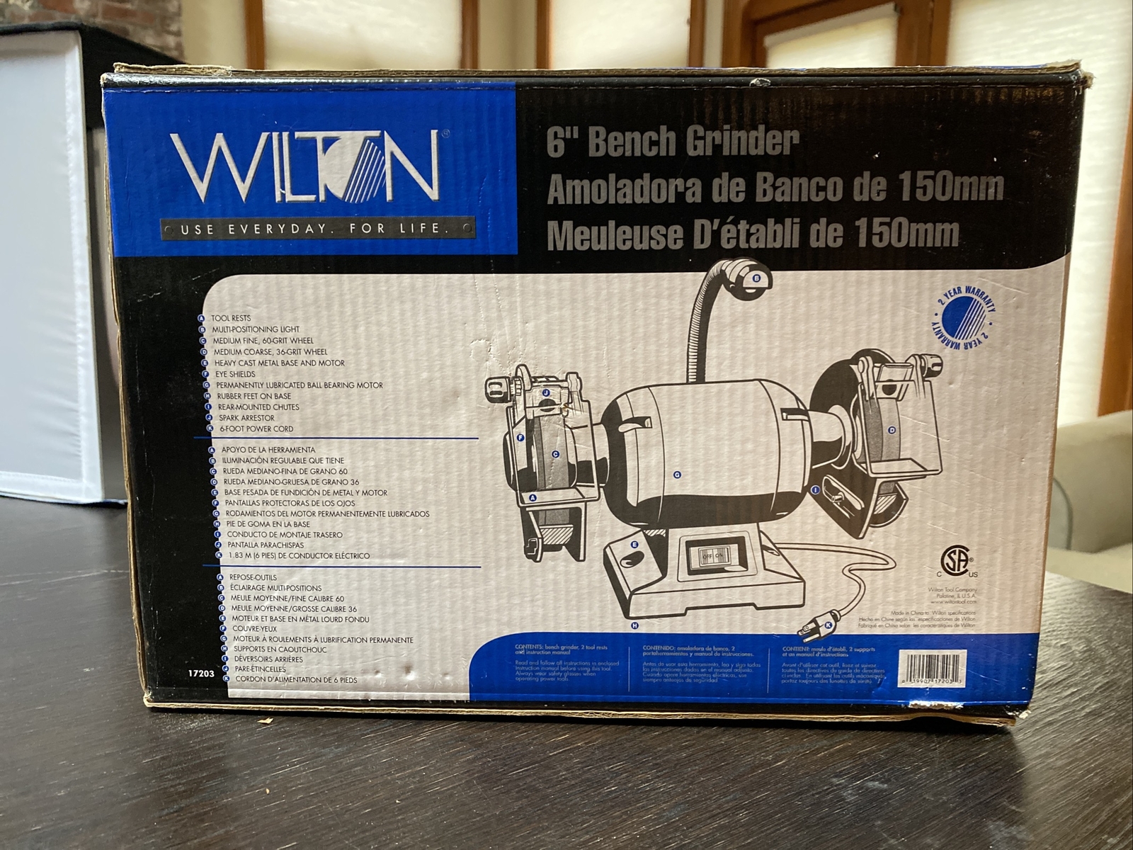 Wilton 6” Bench Grinder, 1/2 HP  2.8 AMP model 17203 BRAND NEW IN OPEN BOX