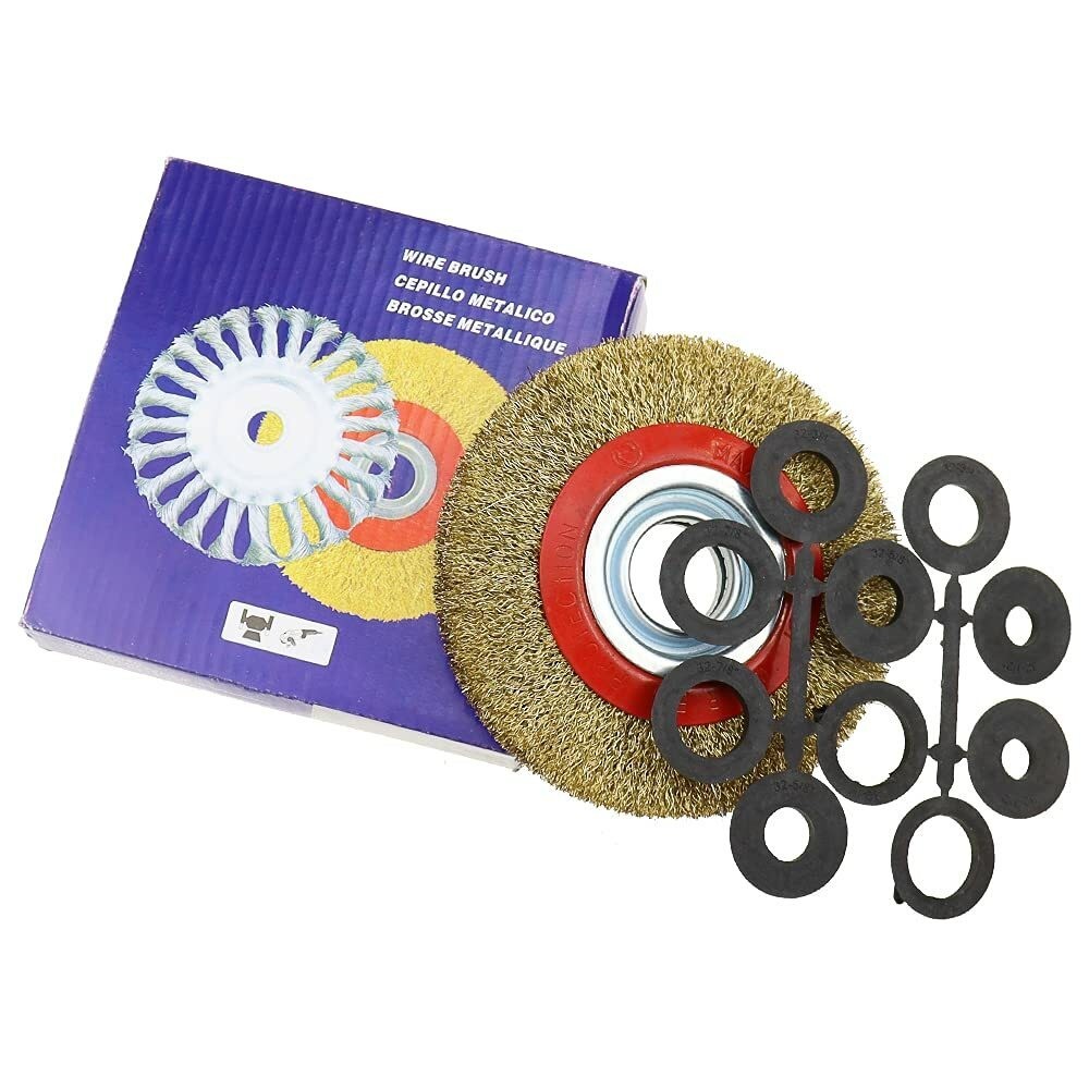5 6 8 Inch Wire Wheel Bench Grinder Wire Brush Disc With Reducer Bushing Adapter