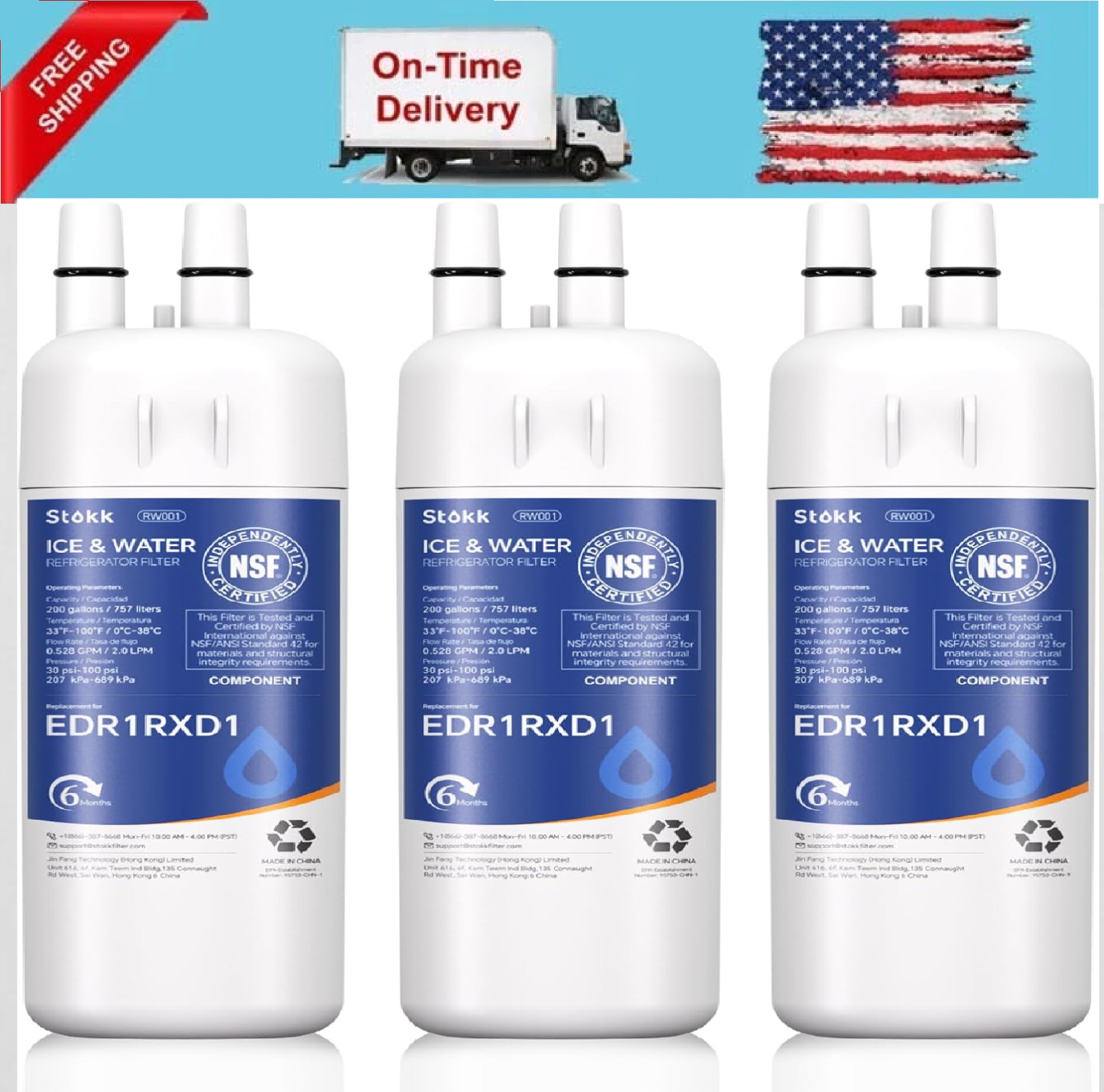 Whirlpool EDR1RXD1 Refrigerator Water Filter 1 | OEM Certified | 3-Pack Genuine