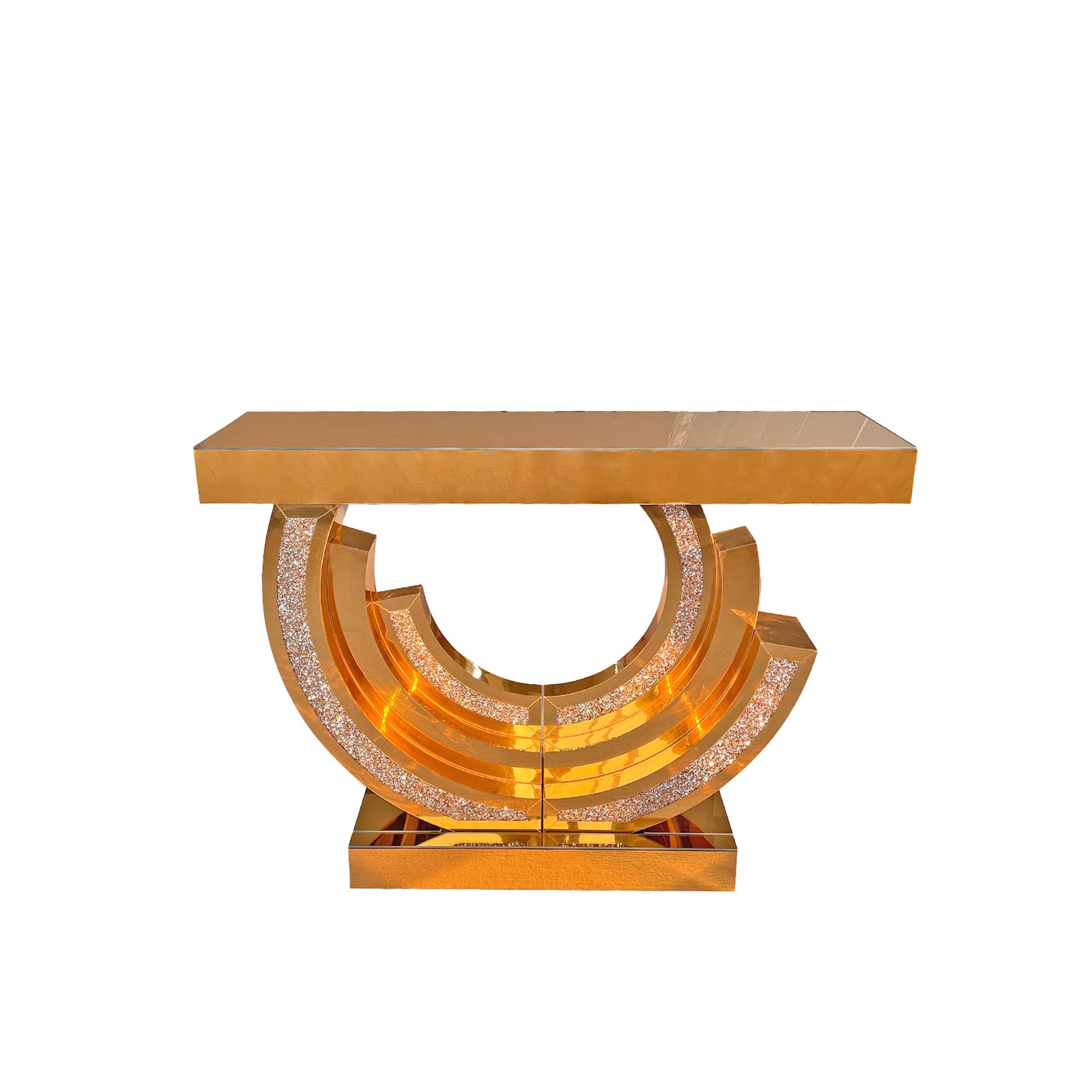 Design Crushed Diamond Mirrored Console Table Entryway Table with Diamond Inlay