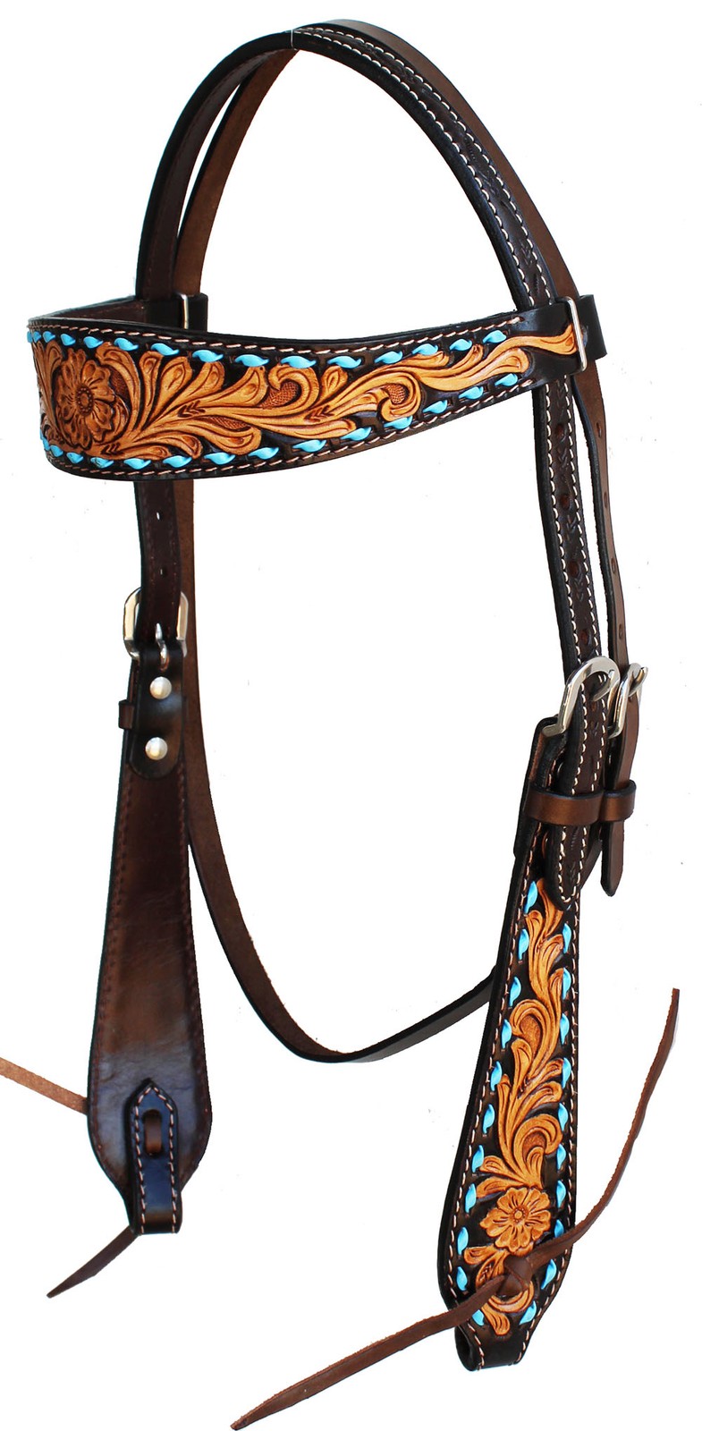 Horse Western Tack Tooled Browband Leather Bridle Headstall 78HR24HB