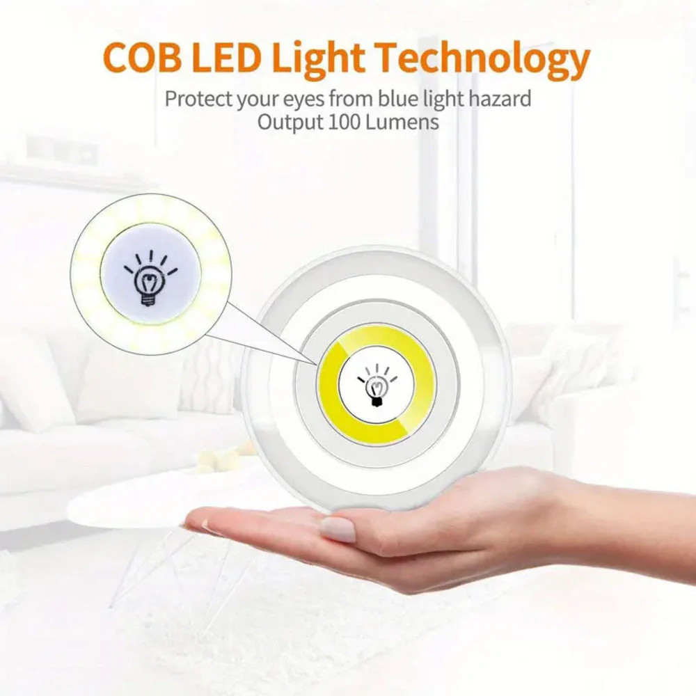3pcs Smart Wireless LED COB Night Light, Wireless Remote Control for (White)
