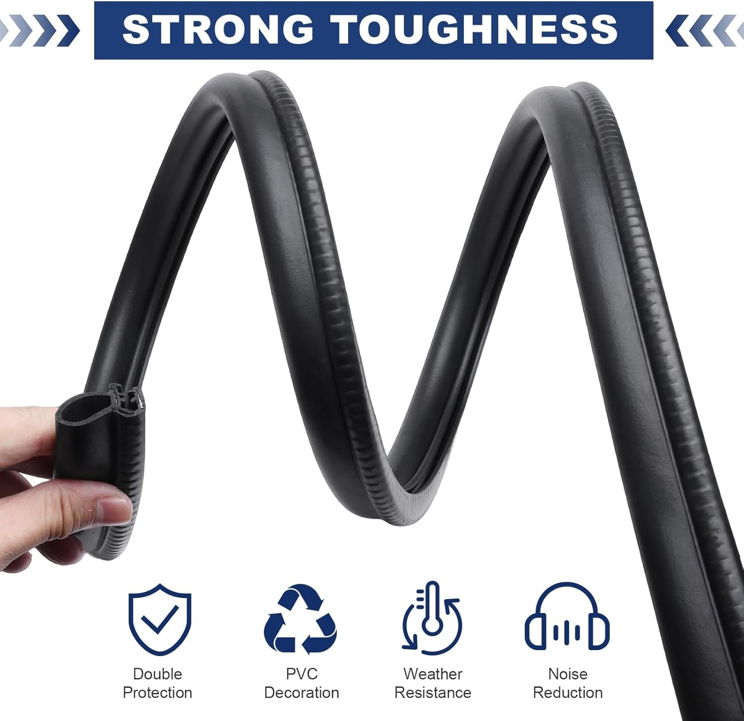 20 Ft Weather Resistant Automotive Door Seal Strip - Easy to Install Rubber Trim