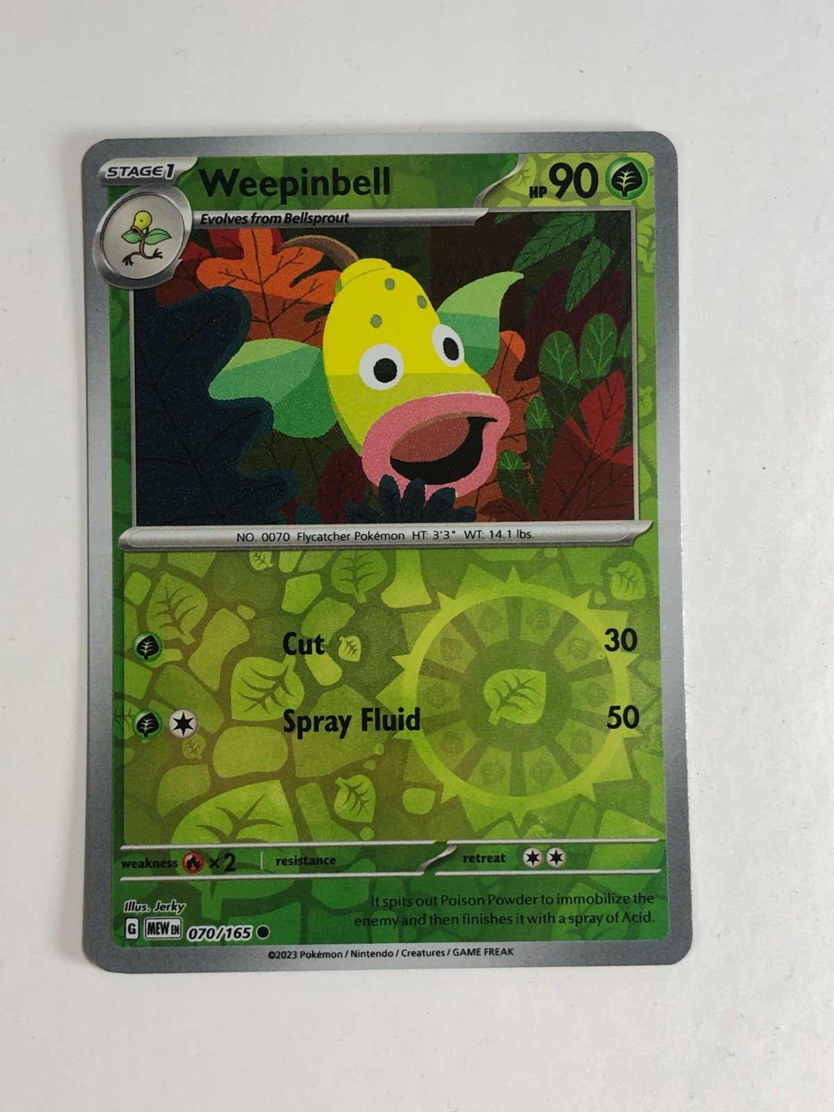 Pokemon TCG 151 Reverse Holographic Weepinbell 070/165 Near Mint