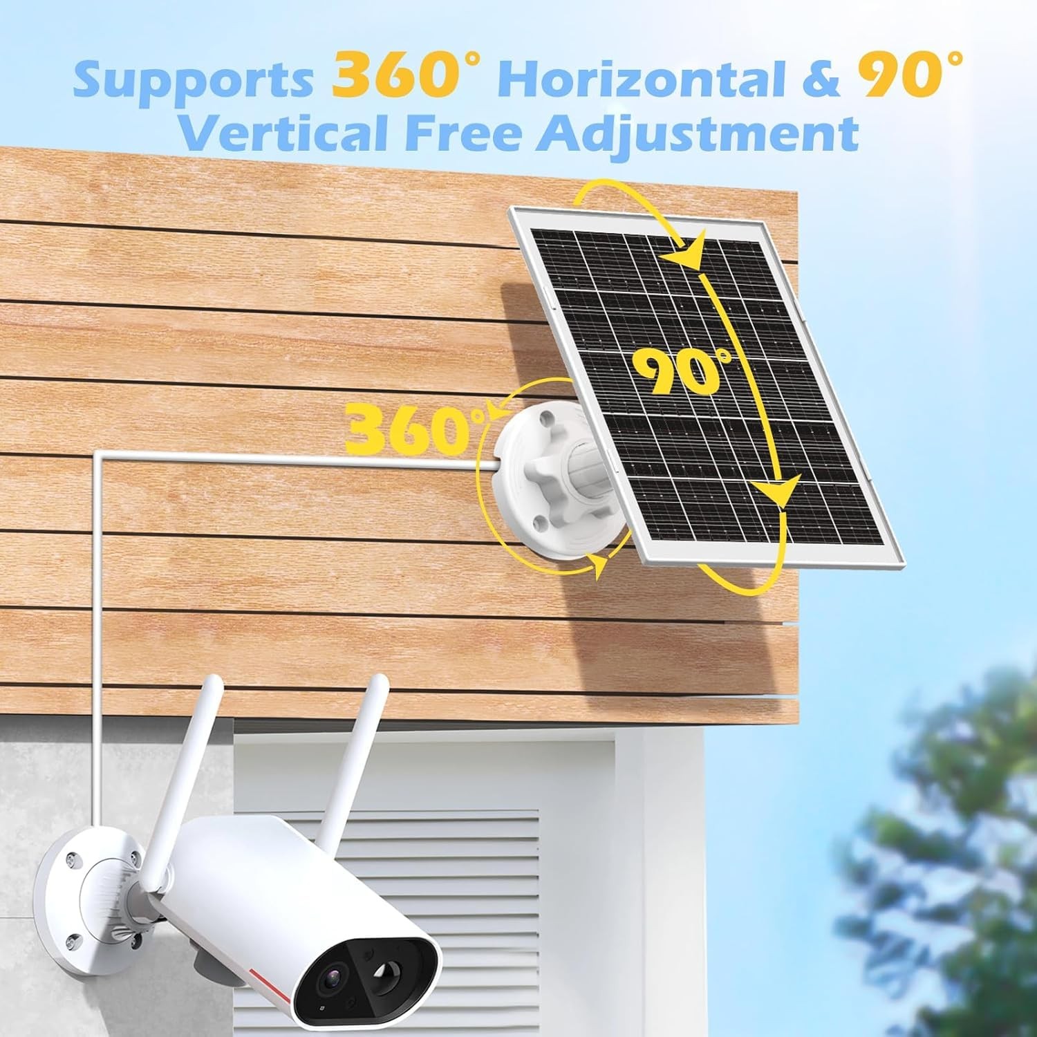 8W Solar Panel Charger for Outdoor Security Cameras, with Micro 2 Pack