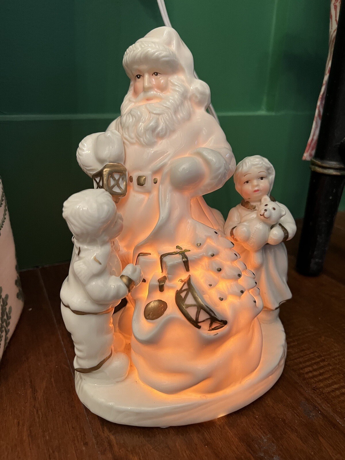 Porcelain Santa Claus Ivory Night Light Lamp