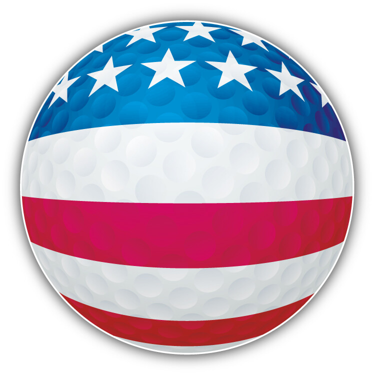 USA Flag Golf Ball Car Bumper Sticker Decal