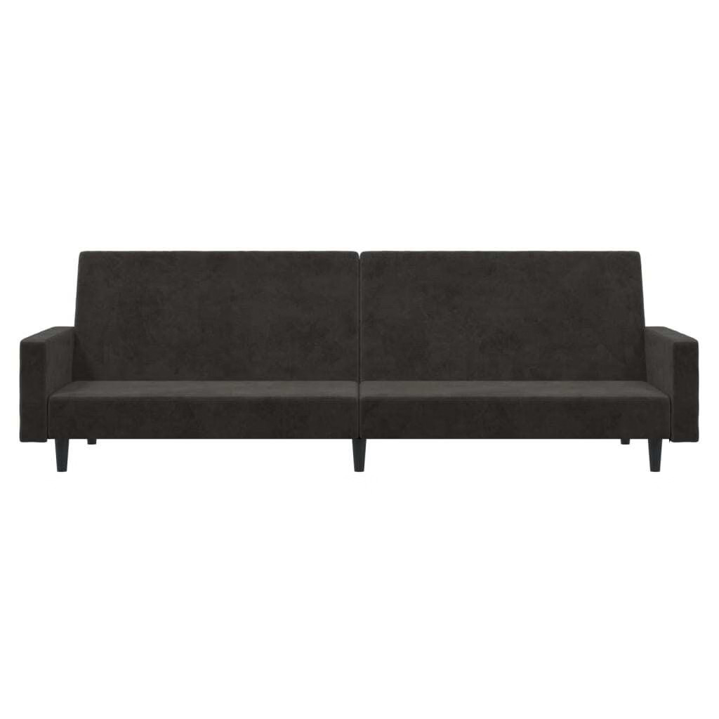 Sofa Bed Dark grey Velvet (100% polyester), wood, plastic 2-seater