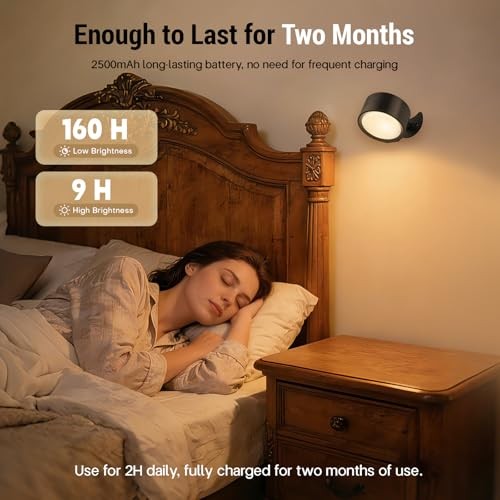 Battery Operated Wall Sconce, Remote Control, Wireless Rechargeable Black