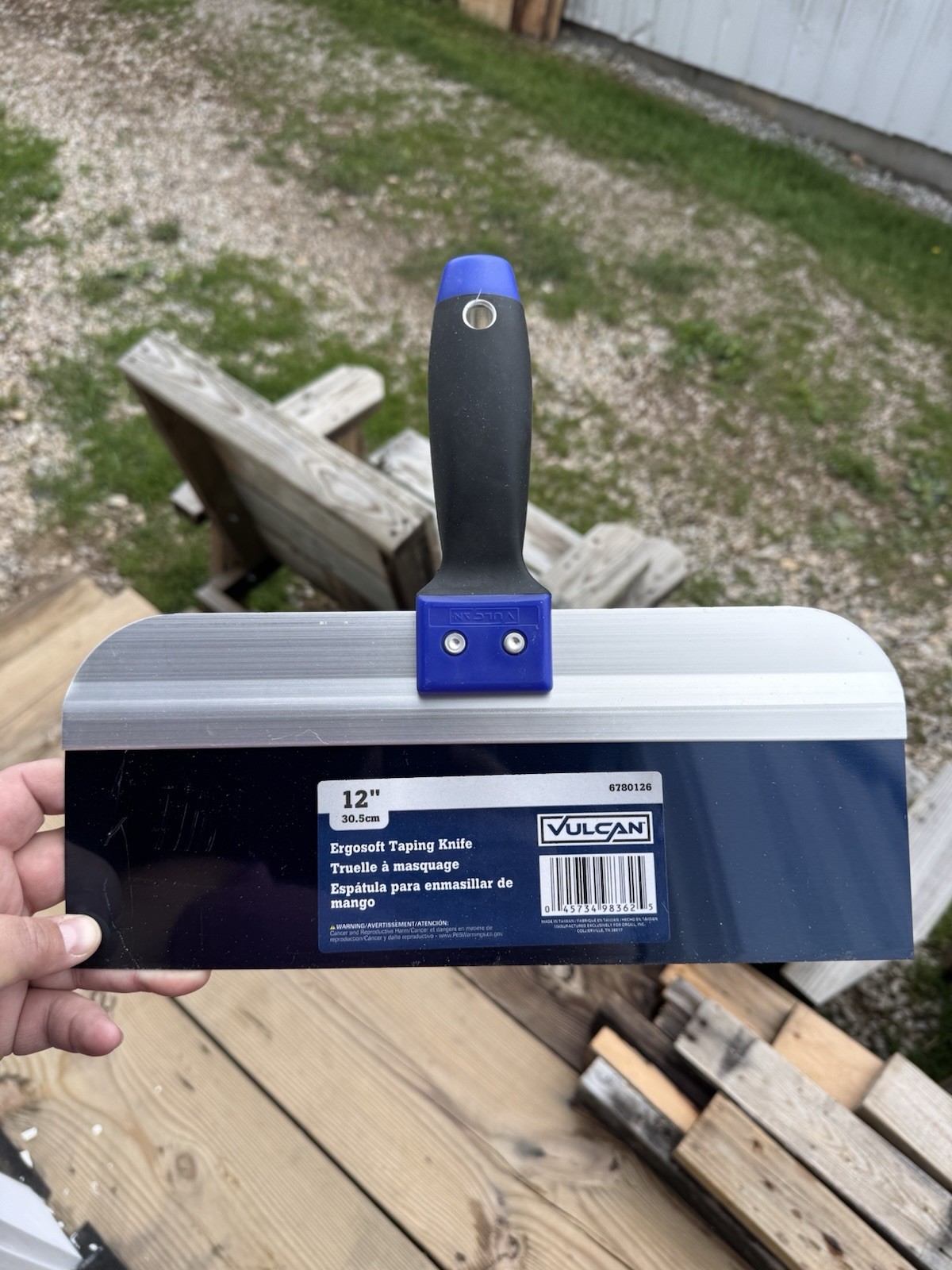 NEW VULCAN 360233L DRYWALL TAPING KNIFE 12" STEEL BLADE SOFT GRIP 6780126