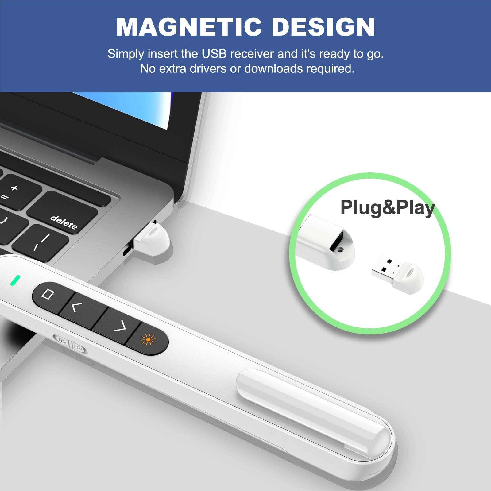 Wireless Presenter Remote for PowerPoint Mac & Windows - Slide Advancer