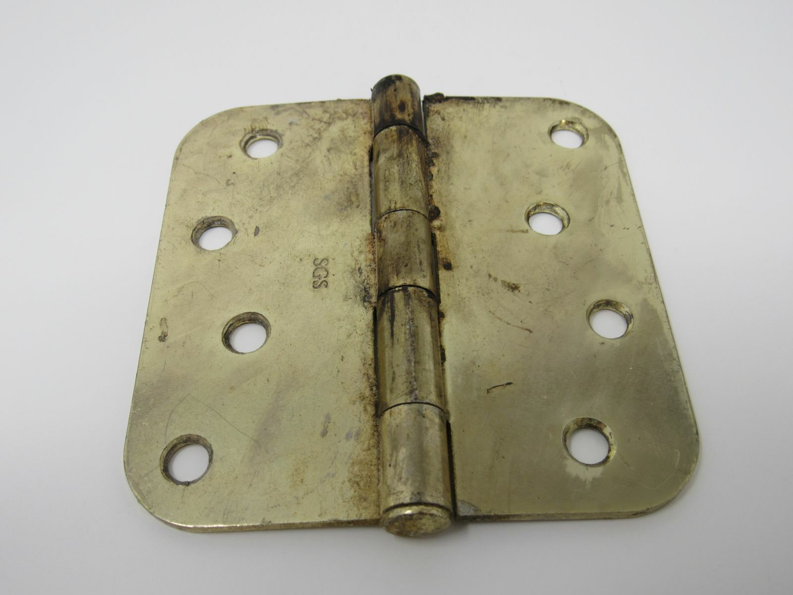 Standard Door Hinge 4-in Polished Brass 4 Holes Rounded Corners
