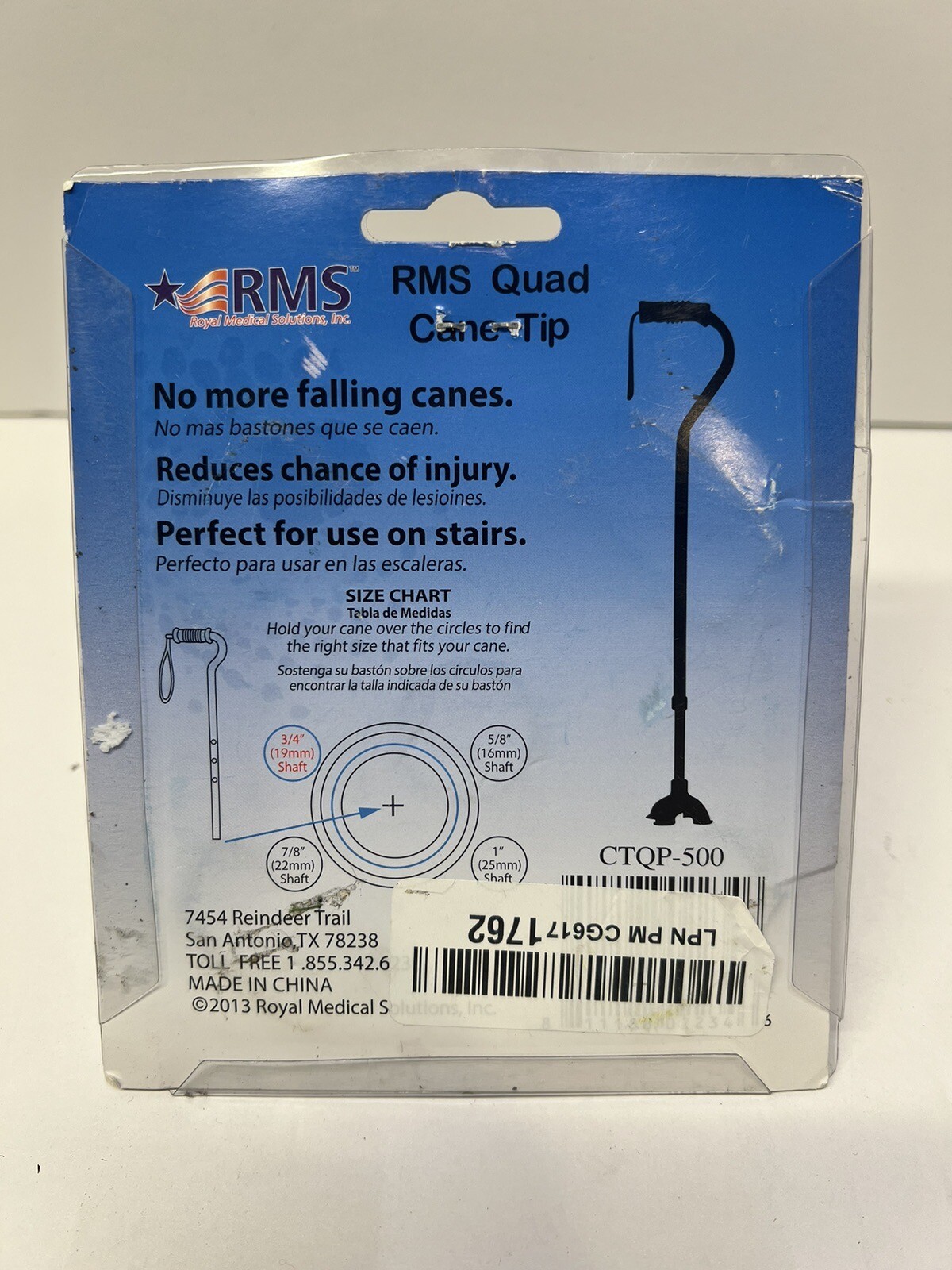 RMS Cane Tip/Self Standing Quad Base Replacement for Most Walking Canes-4 Prong