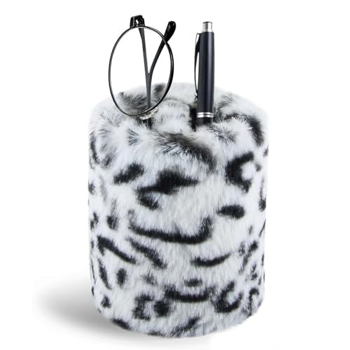 Eyeglass Holder for Nightstand,Anti-scratch Plush Eyeglass Stand Snow Leopard
