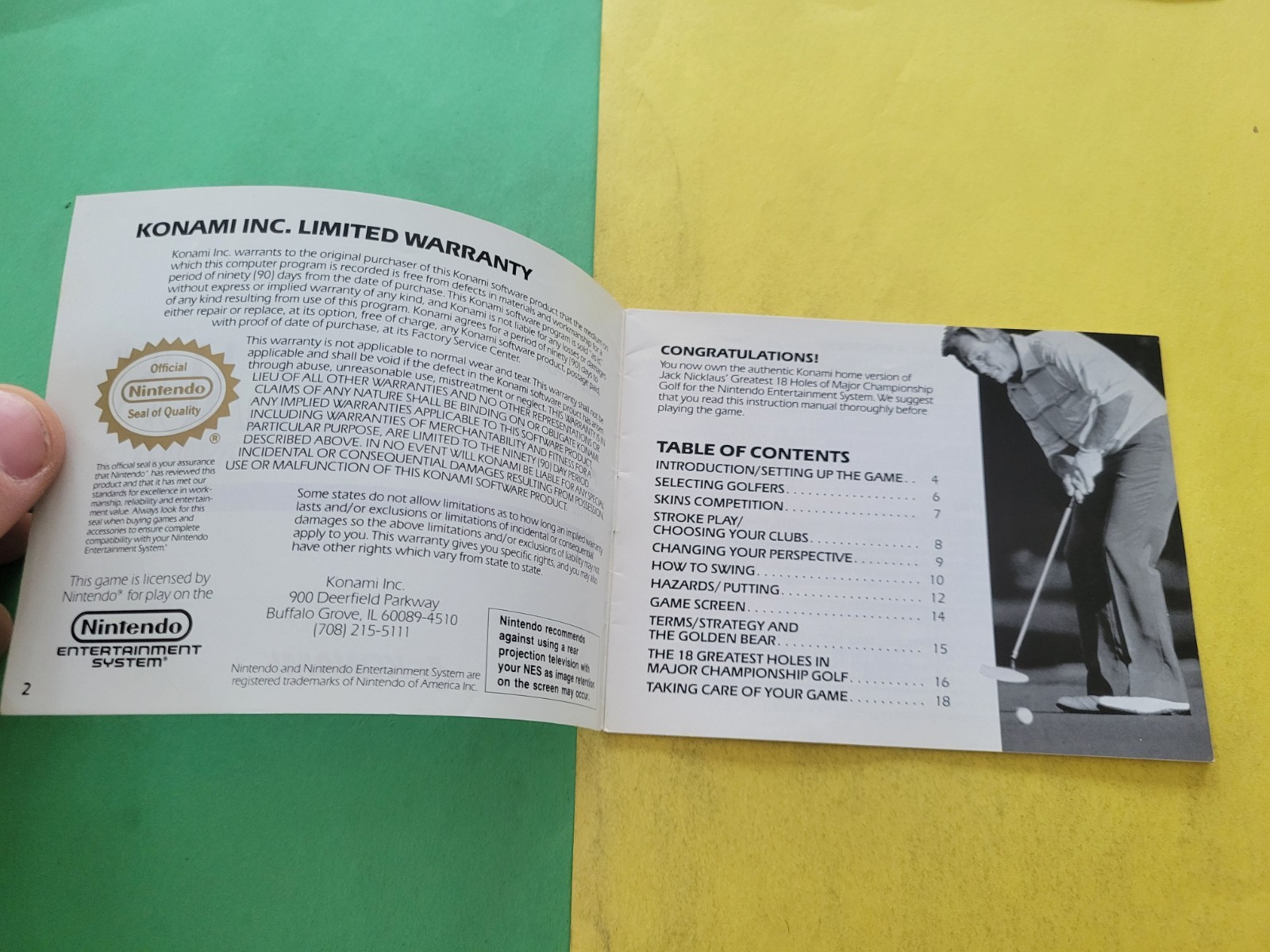Nintendo NES Manual Only Jack Nicklaus NES