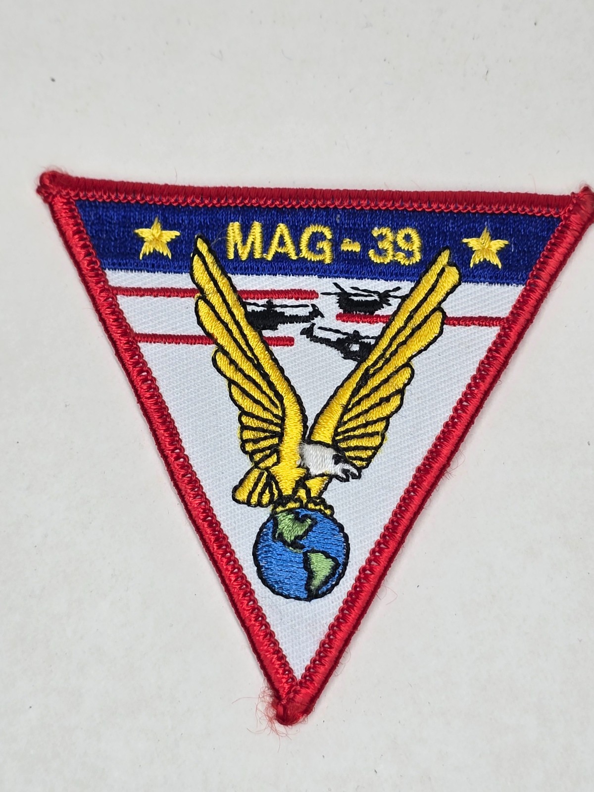 Vintage MAG-39 Military Squadron Patch USMC Marine Aircraft Group 3" Triangle