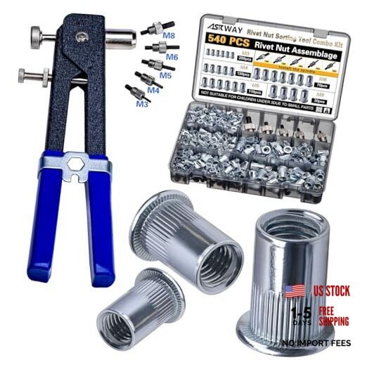 Rivet Nut Tool Kit 540Pcs Nut Riveter Tool Kit 540 PCS Rivet Nut Tool Kit