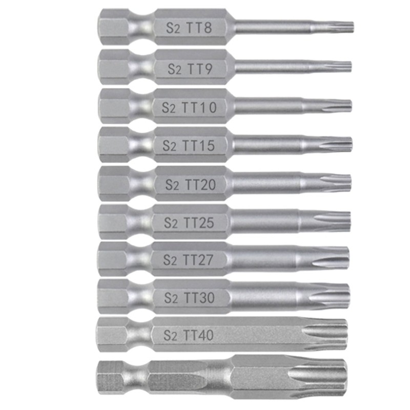 10Pcs 50mm Security Blossom Bit Set 1/4inch Hex Shank Bit