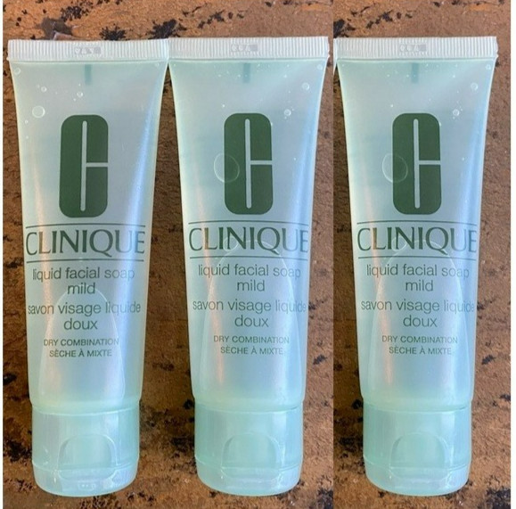3 x Clinique Liquid Facial Soap Mild 1.7 oz/50ml Dry Combination Skin NEW
