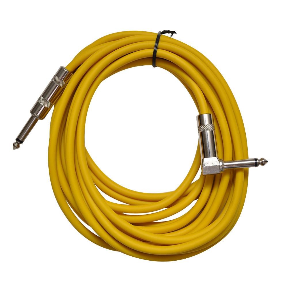 SAGC20R Yellow 20ft Right Angle to Straight Guitar Cable