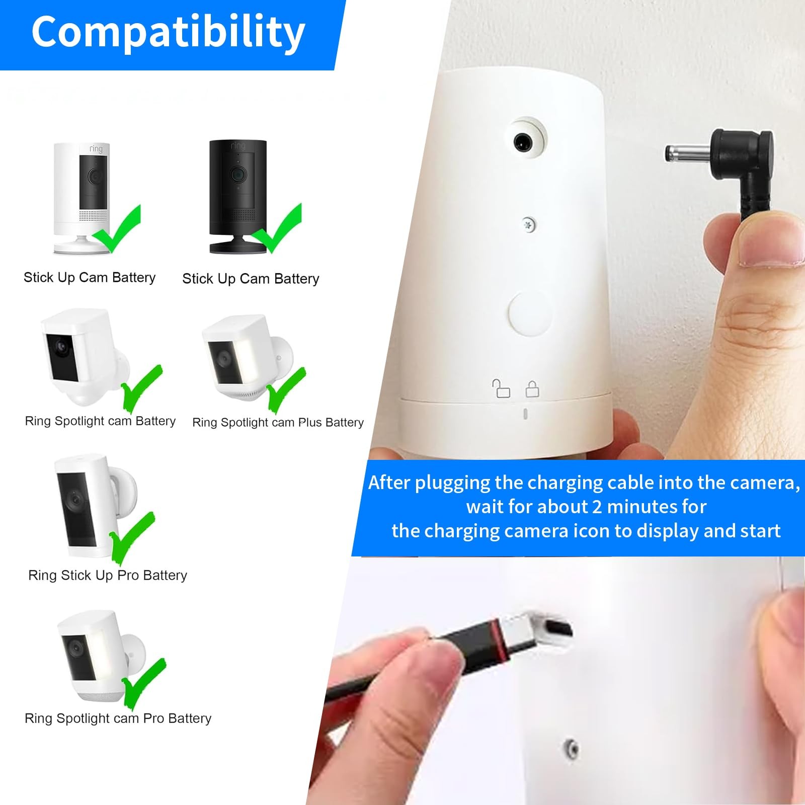 Solar Panel for Ring Camera, 4W Charger Compatible with Black-1Pack