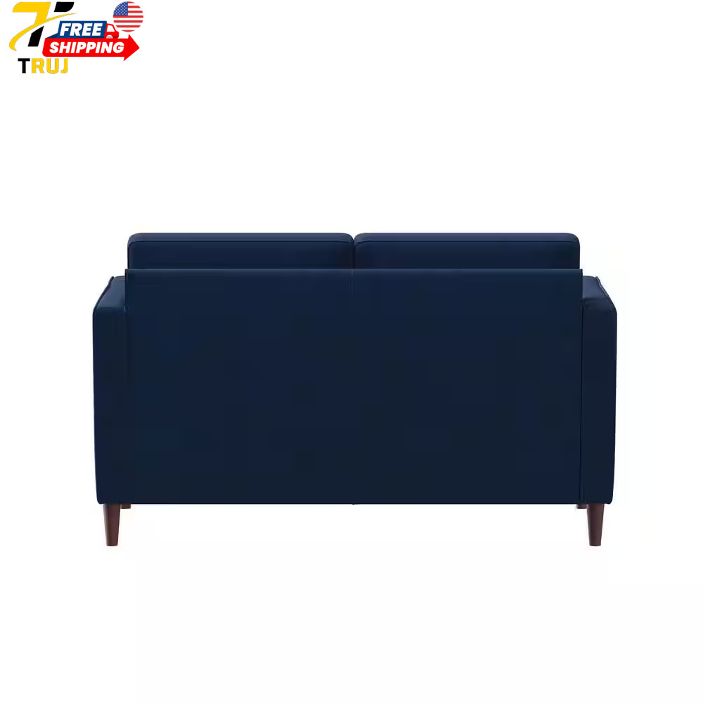 Lillith 52.4" Navy Blue Tufted Polyester 2-Seater Loveseat with Square Arms NEW
