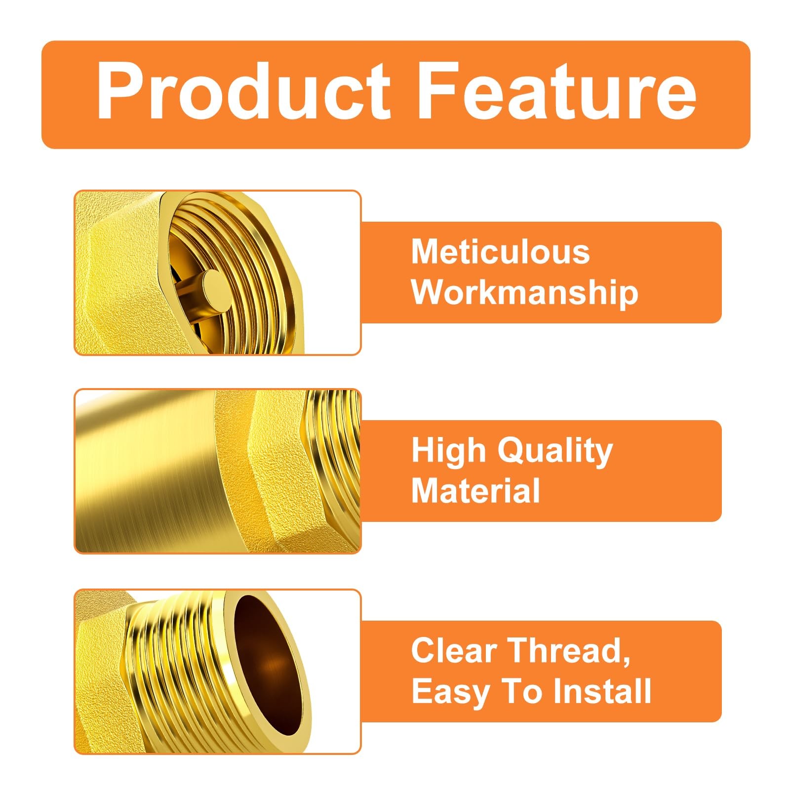 2PCS Brass Check Valve DN15 1/2 Female and Male Thread, Backflow Prevention, One