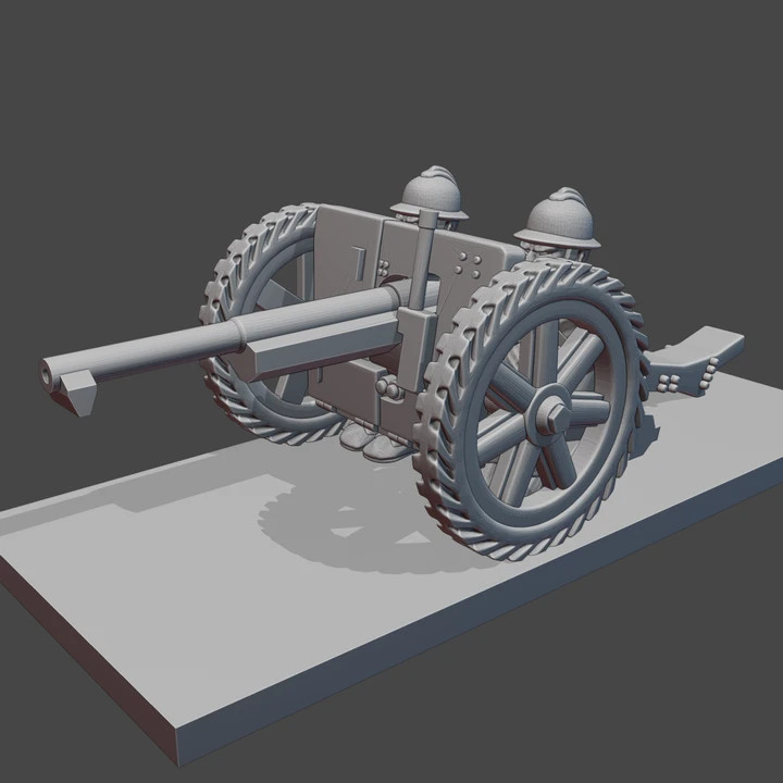 WW II French 15mm Scale 75mm Artillery Guns x4 Flames of War etc