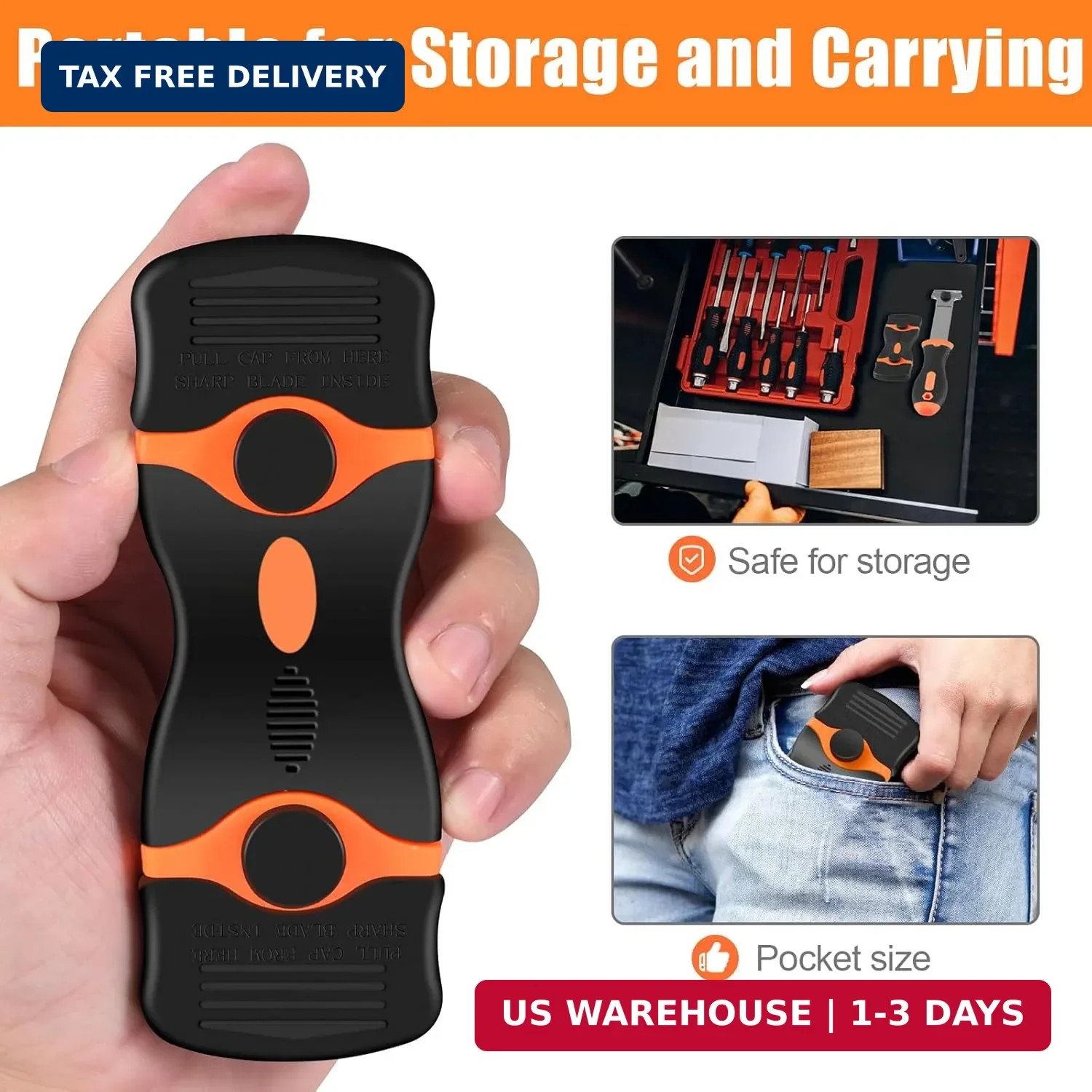 4 Pack Razor Blade Scraper, Premium Cleaning Scraper Tool with 50 PCS Metal FAST