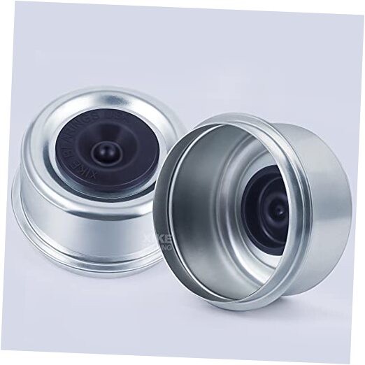 2 Set 2.44" OD Trailer Bearings Dust Cap Grease Cap with Rubber Plugs, Fits
