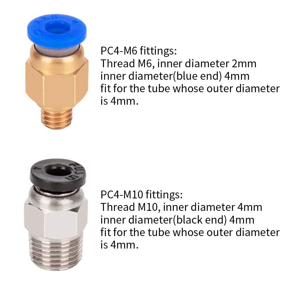 Aokin 5 Pcs PC4-M6 Pneumatic Fitting and 5 Pcs PC4-M10 Pneumatic Fitting for ...