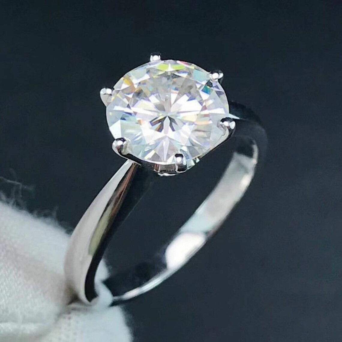 Round Cut 3.50 Ct Lab-Created White Diamond Engagement Ring 925 Sterling Silver