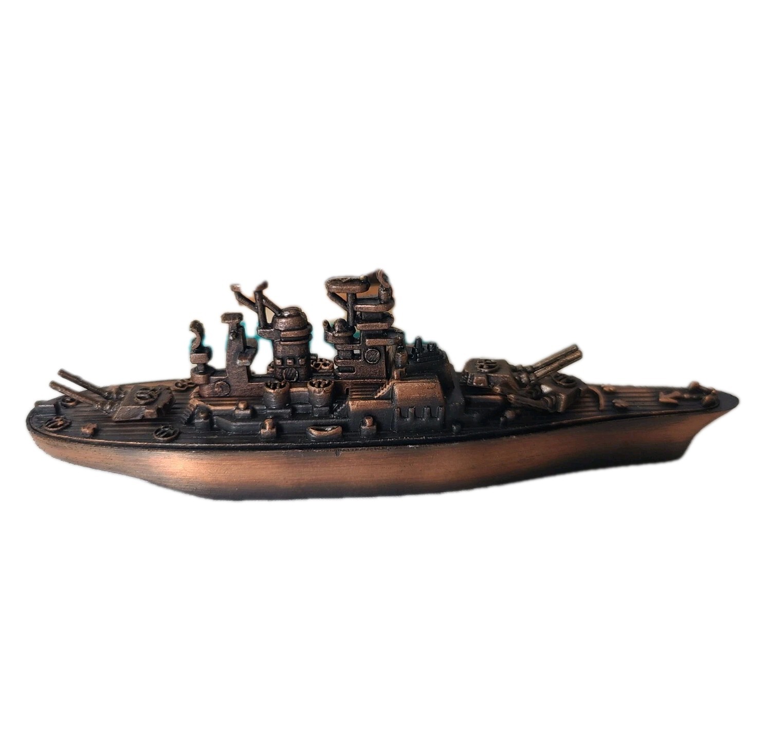 Battleship Bronze Die Cast Pencil Sharpener With Box Vintage Office Decor Navy