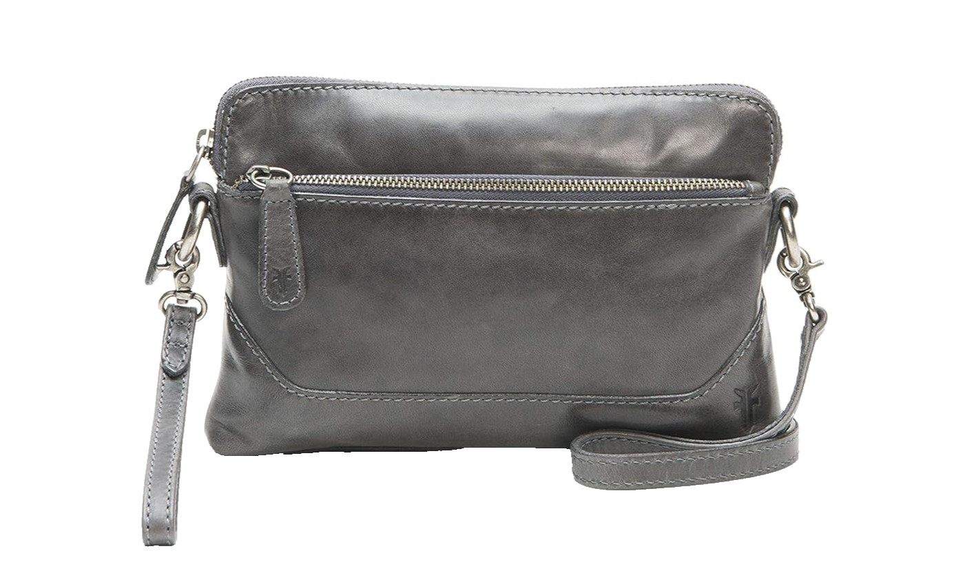 *New* FRYE Melissa Crossbody Wristlet - Carbon Black/Grey *ITALIAN LEATHER* $178
